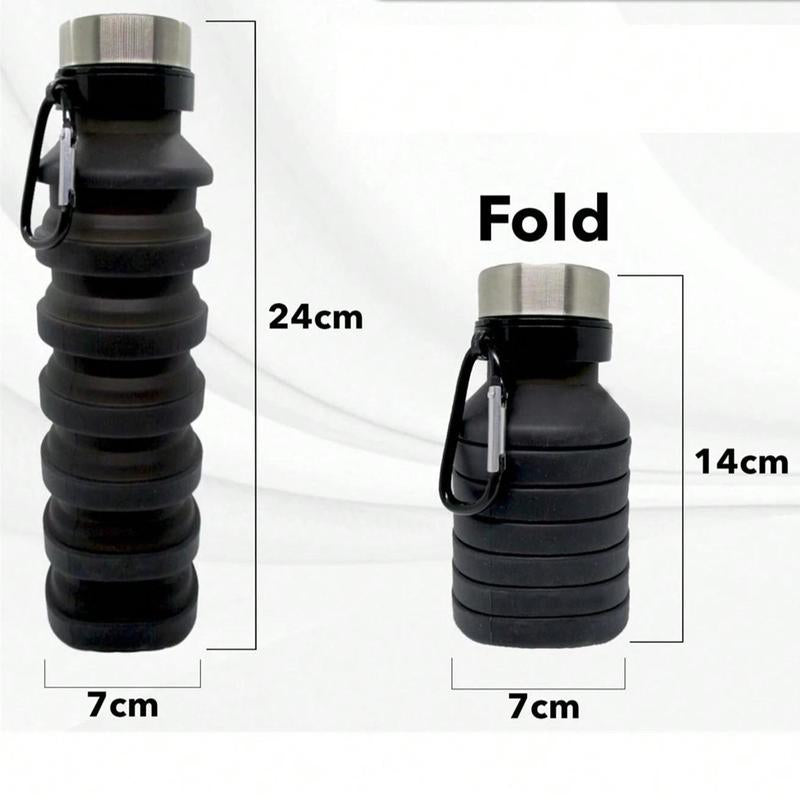 Collapsible Silicone Water Bottle with Carabiner - 17oz Large Capacity Lightweight Drinkware