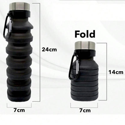 Collapsible Silicone Water Bottle with Carabiner - 17oz Large Capacity Lightweight Drinkware