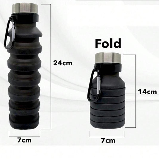 Collapsible Silicone Water Bottle with Carabiner - 17oz Large Capacity Lightweight Drinkware