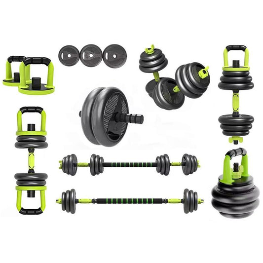 Emza Fitness Adjustable Dumbbells, Barbell, Kettlebell, and Push-Up Stand with Upgraded Ab Wheel - Available in 22Lb, 33Lb, 44Lb, 66Lb, and 88Lb (10Kg to 40Kg) - Versatile Home Gym Equipment for Men and Women