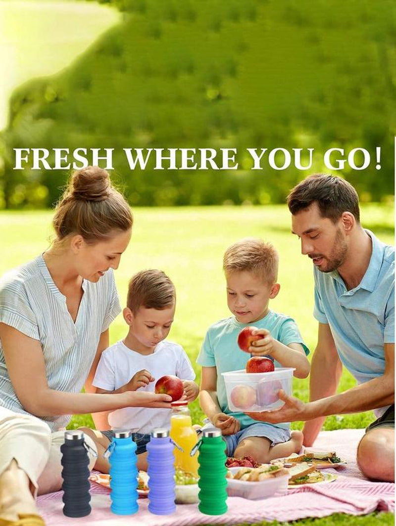 Collapsible Silicone Water Bottle with Carabiner - 17oz Large Capacity Lightweight Drinkware