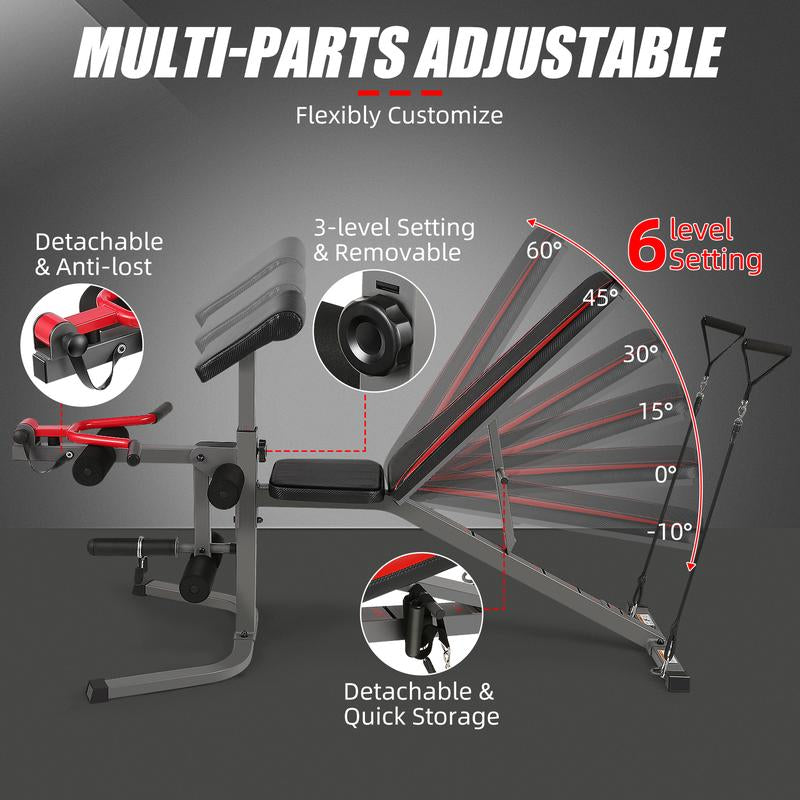 Oppsdecor Olympic 900LBS Adjustable Weight Training Bench with Leg Extension and Pad for Home Gym
